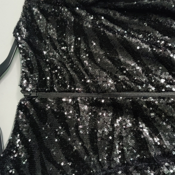 Black Sequin Puff Sleeve mini dress - Picture 9 of 12